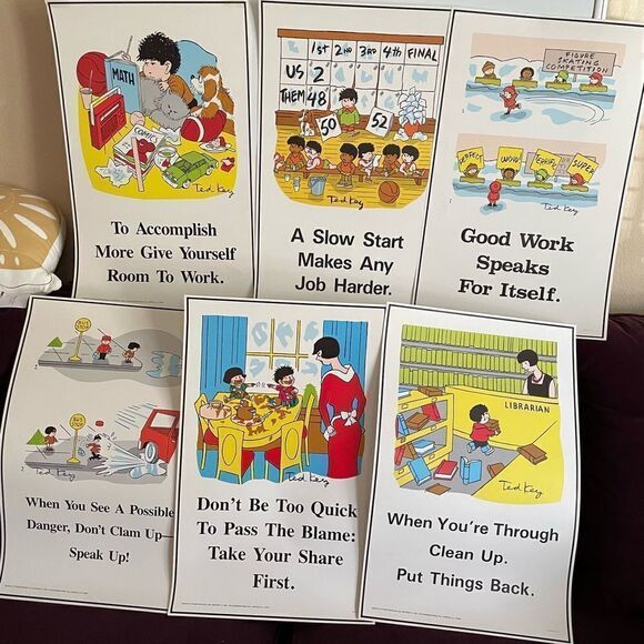 Positive Attitude 1980’s Posters Encourage Do The Right Things set of 6 - Picture 2 of 15